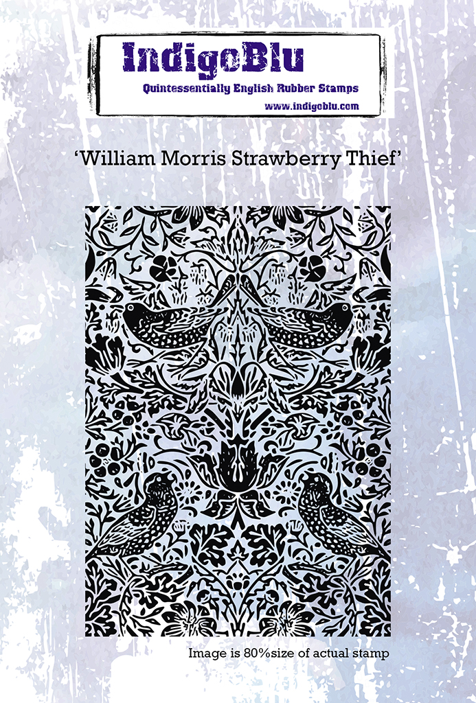 William Morris Strawberry Thief A6 Red Rubber Stamp